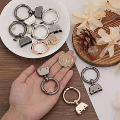 8セット4色の合金スプリングゲートリング  キーホルダー留め金のパーツ  リボン端部を有します  ミックスカラー  55mm  リボンは終了します。27x24x9mm  内径：6.5x22mm  2セット/カラー&nbsp;FIND-CA0007-97
