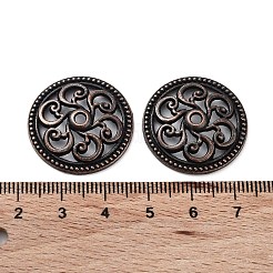 チベット風合金ビーズ  カドミウムフリー＆鉛フリー  花付きフラットラウンド  赤銅鉱  25x4mm  穴：2.2mm  約414個/1000g&nbsp;FIND-Q094-10R