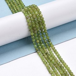 天然オリーブヒスイビーズ連売り  多面カット  ラウンド  3.5mm  穴：0.6mm  約117個/連  15.24''（38.7センチメートル）&nbsp;G-D463-13B