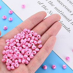 不透明なアクリルビーズ  ABカラーメッキ  ファセットロンデル  ショッキングピンク  6mm  穴：1.5mm  約6200個/500g&nbsp;MACR-Q239-018C-07
