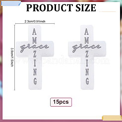 15個のシリコンビーズ  クロス  ホワイト  38x23x8mm  穴：3mm&nbsp;SIL-ME0001-15