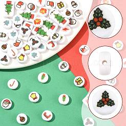 112Pcs 14 Styles Christmas Printed Opaque Acrylic Beads&nbsp;OACR-FS0002-69