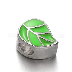 葉合金エナメル大きな穴ヨーロッパのビーズ  ミックスカラー  11.5x8.5x7mm  穴：4.5mm&nbsp;X-MPDL-M020-08M