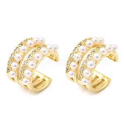 Brass Micro Pave Clear Cubic Zirconia Cuff Earrings&nbsp;EJEW-C186-01C-G