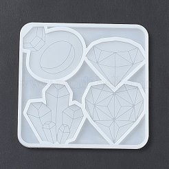 DIY ダイヤモンドリング/クリスタルクラスター/ハート形オーナメントシリコンモールド  レジン型  UVレジン用  エポキシ樹脂工芸品作り  ホワイト  105x109x6mm  内径：41~51.5x48.5~51mm&nbsp;DIY-E065-04