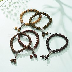 ひょうたんをあしらった天然木とココナッツビーズのストレッチブレスレット  女性のためのラッキージュエリー  ミックスカラー  内径：2-1/8インチ（5.3cm）&nbsp;BJEW-JB08538