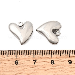304ステンレススチールチャーム  ハート  ステンレス鋼色  14x14x4.5mm  穴：1.6mm&nbsp;STAS-P441-02P