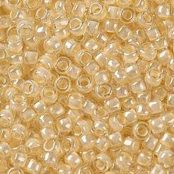 TOHOラウンドシードビーズ  日本製シードビーズ  （352)つの内側の色のクリスタル/バターイエロー  15/0  1.5mm  穴：0.7mm  約3000PCS /ボトル  10 G /ボトル&nbsp;SEED-JPTR15-0352