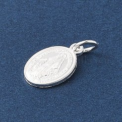 999 Fine Silver Oval with Virgin Religious Medal Charms with Jump Rings&nbsp;STER-C006-01S