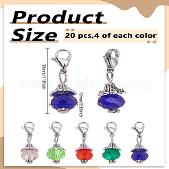20Pcs 5 Styles Glass & Alloy Pendant Decoration&nbsp;HJEW-LP00004