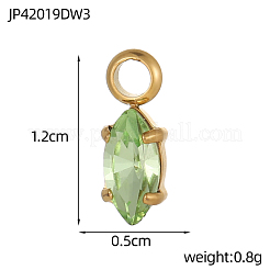 304ステンレススチールラインストーンチャーム  馬の目  イオンプレーティング（ip）  14KGP本金メッキ  ミックスカラー  12x5mm&nbsp;STAS-OY003-89G