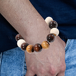 天然木ビーズ80色4個  ラウンド  ミックスカラー  19~20x15~20mm  穴：4.5~10mm  2個/カラー&nbsp;WOOD-PA0001-24