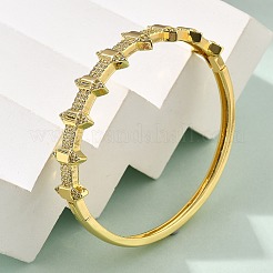Brass Micro Pave Clear Cubic Zirconia Hinged Bangles for Women&nbsp;BJEW-S168-05G
