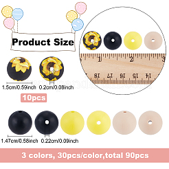 100個のシリコンビーズ  ラウンド  ミックスカラー  14.5~15mm  穴：2~2.2mm&nbsp;SIL-BC0001-03