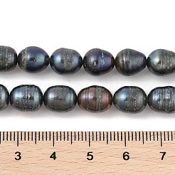 天然養殖淡水パールライスビーズパールビーズ連売り  染め  ライス  プルシアンブルー  8~11x7~8mm  穴：0.6~0.7mm  約41~42個/連  16.23インチ（41cm）&nbsp;PEAR-R012-05