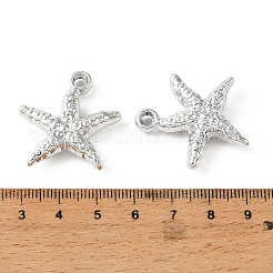 アクリルパーツ  ヒトデのチャーム  プラチナメッキ  28.5x28x7.5mm  穴：3.5mm&nbsp;PACR-B005-02C