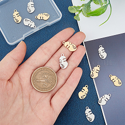 12個2色304ステンレスペンダント  抽象的な顔  ミックスカラー  16x8.5x1mm  穴：1.6mm  6個/カラー&nbsp;STAS-UN0027-59