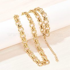 8MM 304 Stainless Steel Textured Ring Link Chain Necklaces&nbsp;NJEW-Z105-04G-01