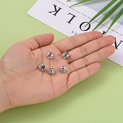 仏教ジュエリーパーツチベットスタイルの蓮両面ビーズキャップ  アンティークシルバー  9x5mm  穴：2mm&nbsp;PALLOY-O042-03