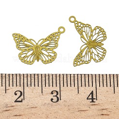 スプレーペイント中空430ステンレスペンダント  バタフライチャーム  ゴールド  11x15x0.3mm  穴：1mm&nbsp;STAS-C153-08K