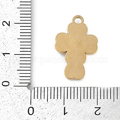 304ステンレススチールラインストーンペンダント  クロスチャーム  イオンプレーティング（ip）  18KGP本金メッキ  21x13x2mm  穴：1.9mm&nbsp;STAS-I325-029G