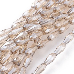 電気メッキガラスビーズセット  多面カット  ティアドロップ  ミックスカラー  10x4mm  穴：0.8mm  約70~72個/連  64~72cm&nbsp;EGLA-L015-A