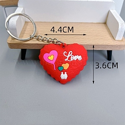 ハート PVC バッグ キーホルダー  バックパック吊り下げ装飾  レッド  36x44mm&nbsp;PW-WGA4EE2-02
