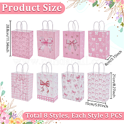 24Pcs 8 Styles Bowknot Pattern Paper Gift Tote Bags&nbsp;CARB-UN0001-01