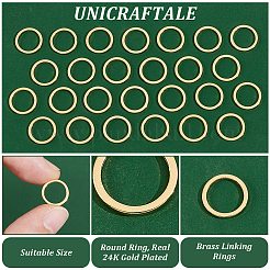 真鍮製フレームコネクター  長持ちメッキ  24KGP本金メッキ  リング  10x1mm  内径：8mm  50pc&nbsp;KK-UN0002-96A
