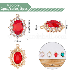 8Pcs 4 Colors Brass Micro Pave Cubic Zirconia Pendants&nbsp;KK-FH0008-06