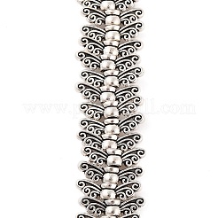 チベット風翼の合金ビーズ連売り  無鉛の  アンティークシルバー  4.5x14x3.5mm  穴：2mm  約59個/連  8インチ&nbsp;TIBEB-O007-22-LF