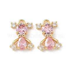 Brass Micro Pave Cubic Zirconia Charms&nbsp;KK-C099-08G-01