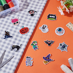 ハロウィーンポリエステルコンピューター刺繍布アイロン接着/縫い付けパッチ13枚  マスクと衣装のアクセサリー  アップリケ  混合図形  ミックスカラー  27~46x27~42x2mm&nbsp;PATC-WH0002-103
