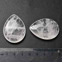 天然石クオーツクリスタルペンダント  ロッククリスタルティアドロップチャーム  40~41x30~31x7~8mm  穴：1.5mm&nbsp;G-Z088-02J