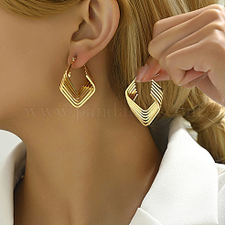 Real 18K Gold Plated 304 Stainless Steel Multi Layered Hoop Earrings&nbsp;UF5198-2