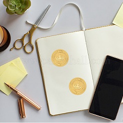 プラスチック製の粘着式金箔エンボスステッカー  メダル装飾ステッカー  クラウン  5x5cm&nbsp;DIY-WH0575-053