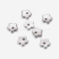 変色防止 201 ステンレススチール 刻印入り ブランクタグペンダント  花  6x6x0.6mm  穴：1mm&nbsp;STAS-Q058