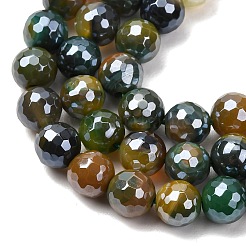 Electroplated Natural Agate Beads Strands&nbsp;G-B191-A07-8mm-19