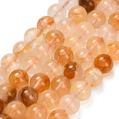Natural Yellow Hematoid Quartz/Golden Healer Quartz Beads Strands&nbsp;G-F820-K03-8mm
