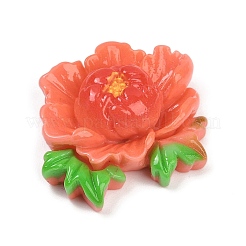 不透明樹脂の花のカボション  牡丹  トマト  24x27.5x8.5mm&nbsp;LS-RESI-R463-02D