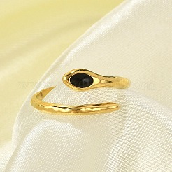 Snake 304 Stainless Steel Enamel Cuff Rings for Women&nbsp;LS-RJEW-G338-10G-02
