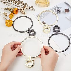 4個2色リング合金バッグハンドル  バッグ交換用アクセサリー  ミックスカラー  14x10x0.95cm  穴：21.5x32.5mm  内径：8.3x8.8のCM  2個/カラー&nbsp;FIND-PH0001-64