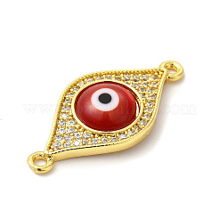 Rack Plating Real 18K Gold Plated Brass Micro Pave Clear Cubic Zirconia Connector Charms&nbsp;ZIRC-L102-02G