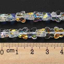 ガラス模造オーストリアクリスタルビーズ  多面カット  蝶  クリアAB  8x10x6mm  穴：1mm  約49個/連  15.75''（40センチメートル）&nbsp;GLAA-F108-06A-1
