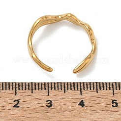 女性用304ステンレススチールカフオープンリング  波  ゴールドカラー  6mm  usサイズ8 3/4(18.7mm)&nbsp;RJEW-L341-07A-G