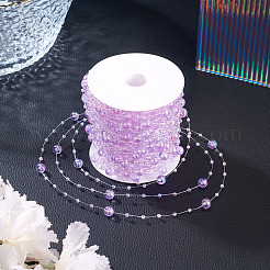 Acrylic Round Beaded Link Chains&nbsp;DIY-MB0007-001C