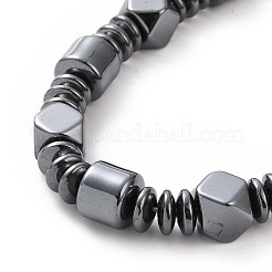 Disc & Column & Polygon Synthetic Hematite Beaded Necklace with Magnetic Clasp for Men Women&nbsp;G-C006-03