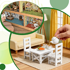 Tables and Chairs Wood Miniature Ornaments&nbsp;AJEW-WH0410-306B