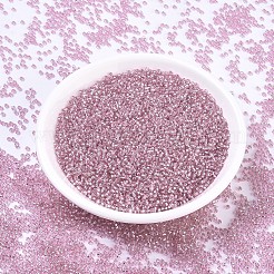 MIYUKIラウンドロカイユビーズ  日本製シードビーズ  11/0  （rr1349)シルバーライニング淡いピンク  2x1.3mm  穴：0.8mm  約50000個/ポンド&nbsp;SEED-G007-RR1349