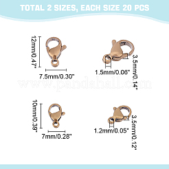 40Pcs 2 Styles Tibetan Style 304 Stainless Steel Lobster Claw Clasps&nbsp;STAS-UN0040-78